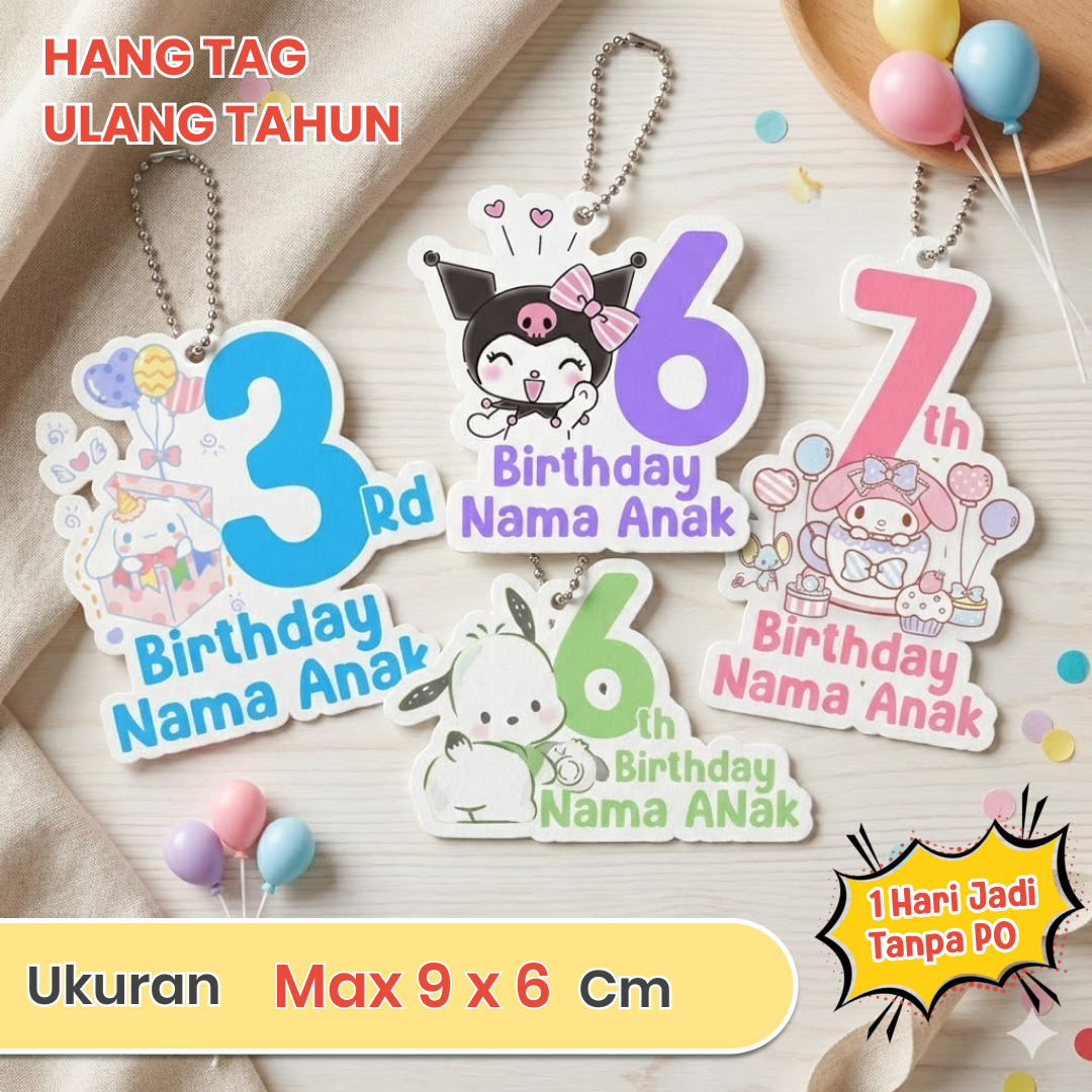 Hang Tag Ulang Tahun Custom - Ukuran 7 x 8 Cm