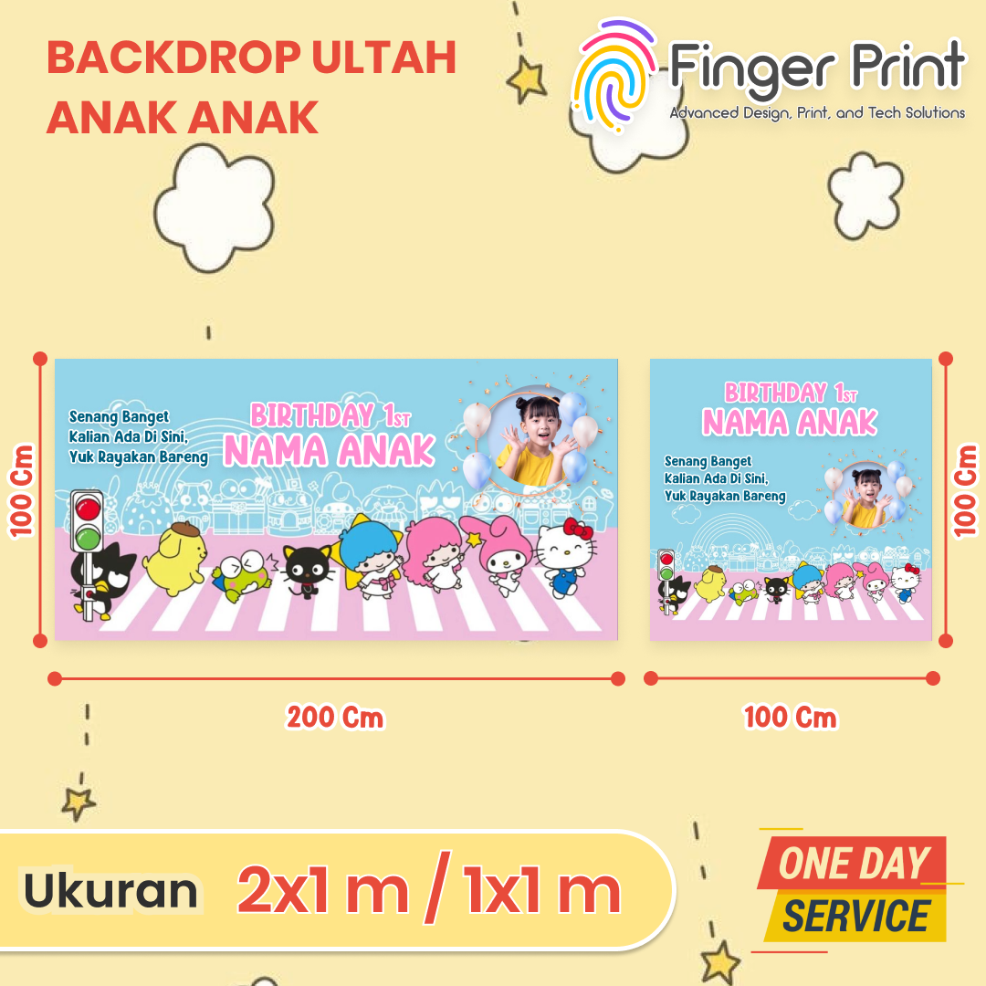 Custom Backdrop Banner Happy Birthday Sanrio Hello Kitty