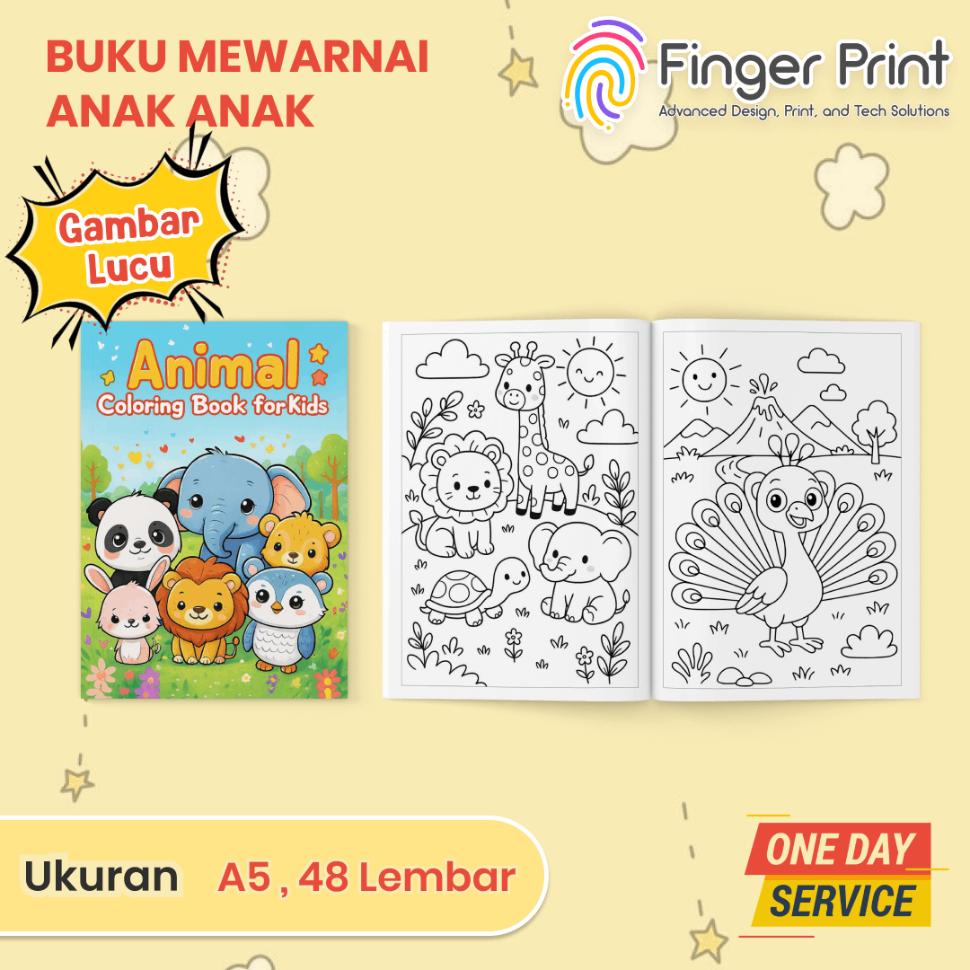 Buku Karakter Binatang Lucu Mewarnai A4 50 Lembar Anak PAUD TK