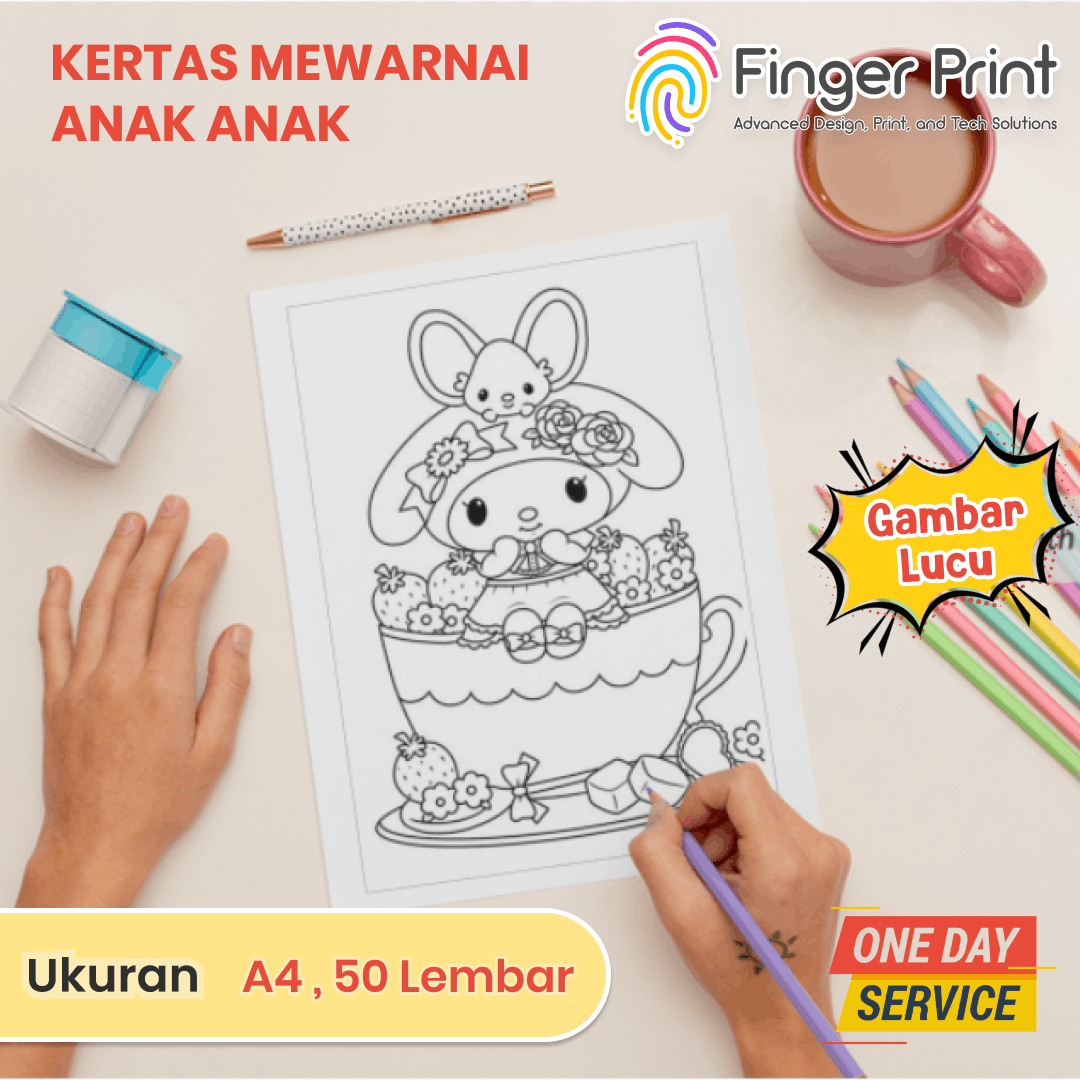 Buku Karakter Sanrio Lucu Mewarnai A4 50 Lembar Anak PAUD TK