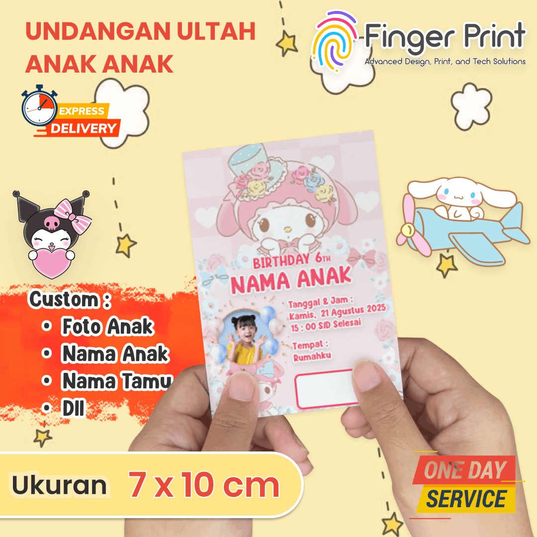 Undangan Ulang Tahun Anak Sanrio Custom Foto Nama Tamu
