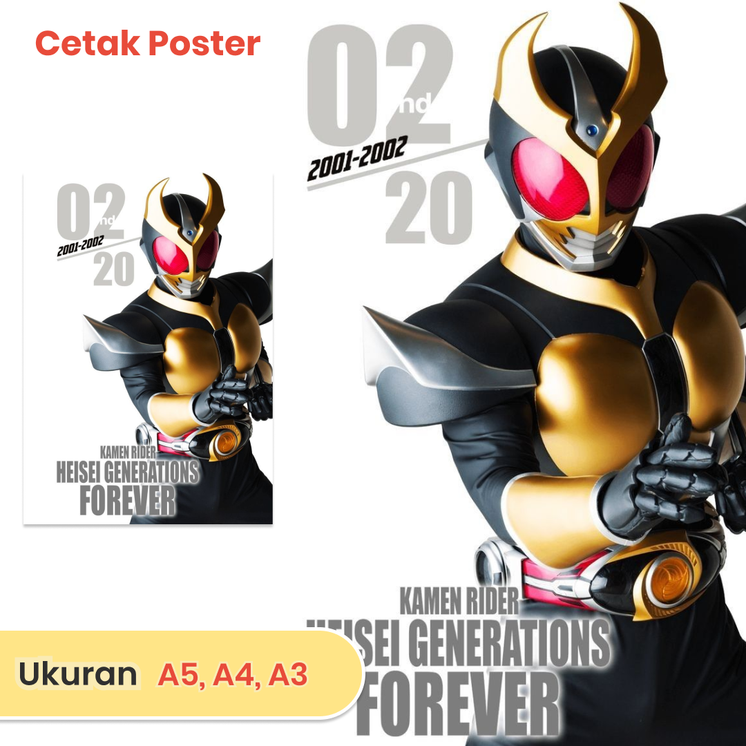 Koleksi Poster Kamen Rider Tokusatsu A3 A4 Kabuto Faiz Kuuga
