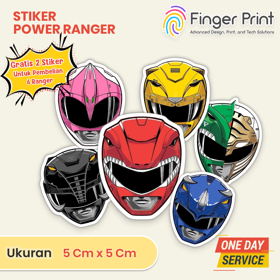 Sticker Power Rangers Karakter Kepala Helm Laptop HP