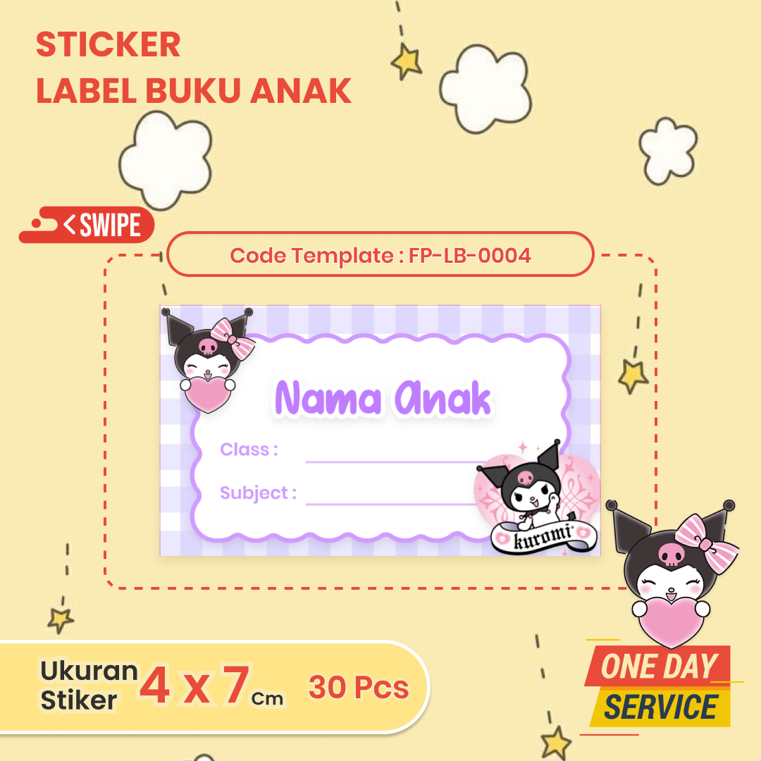 Stiker Nama Anak Custom Sekolah TK SD 40 Lembar