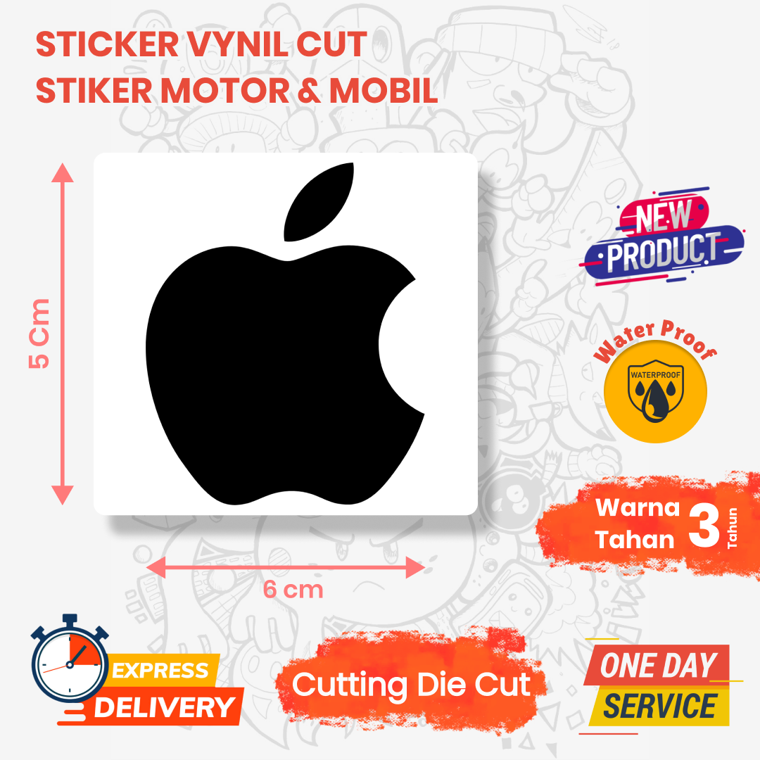 Sticker Logo Apple Stiker Custom Warna Ukuran
