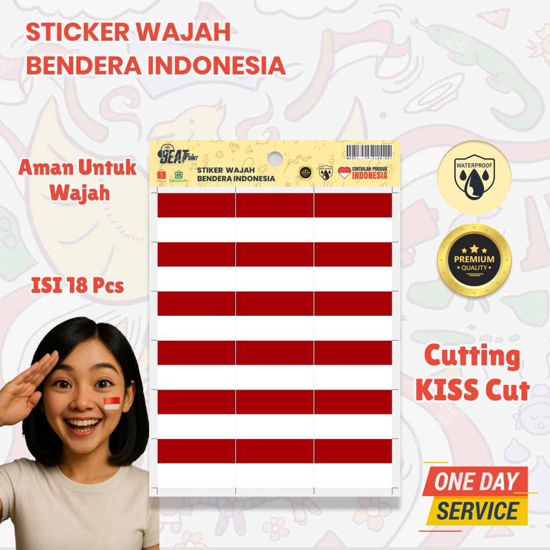 Stiker Pipi Bendera Merah Putih Kemerdekaan