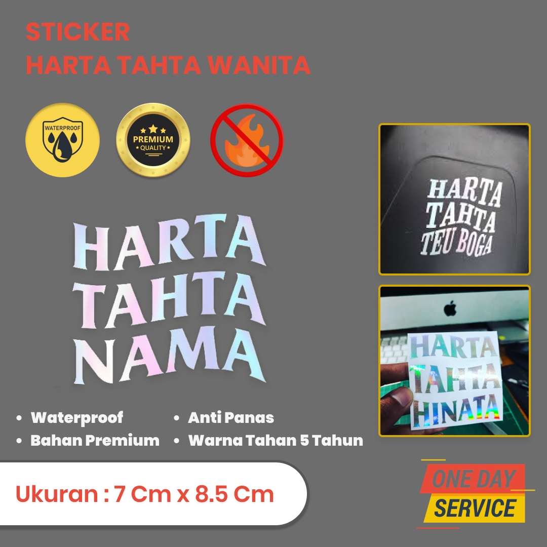 Stiker Hologram Harta Tahta Wanita Custom Nama Cutting