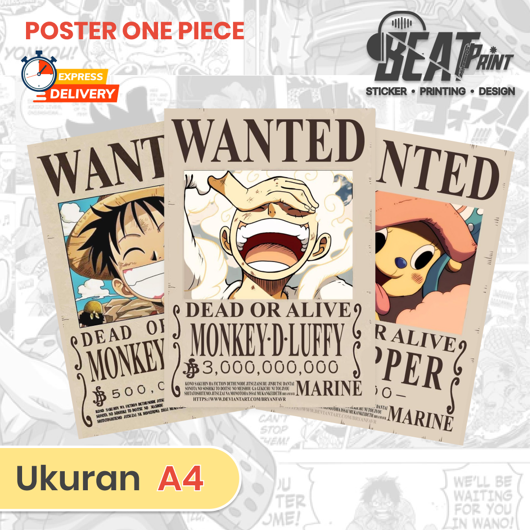 Poster Bounty One Piece Mugiwara Luffy Stiker Bendera